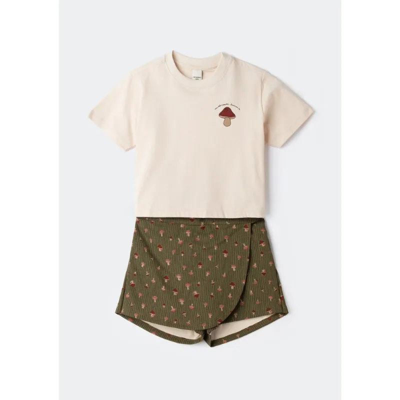 Conjunto Curto Infantil Menina Estampado - Verde 012
