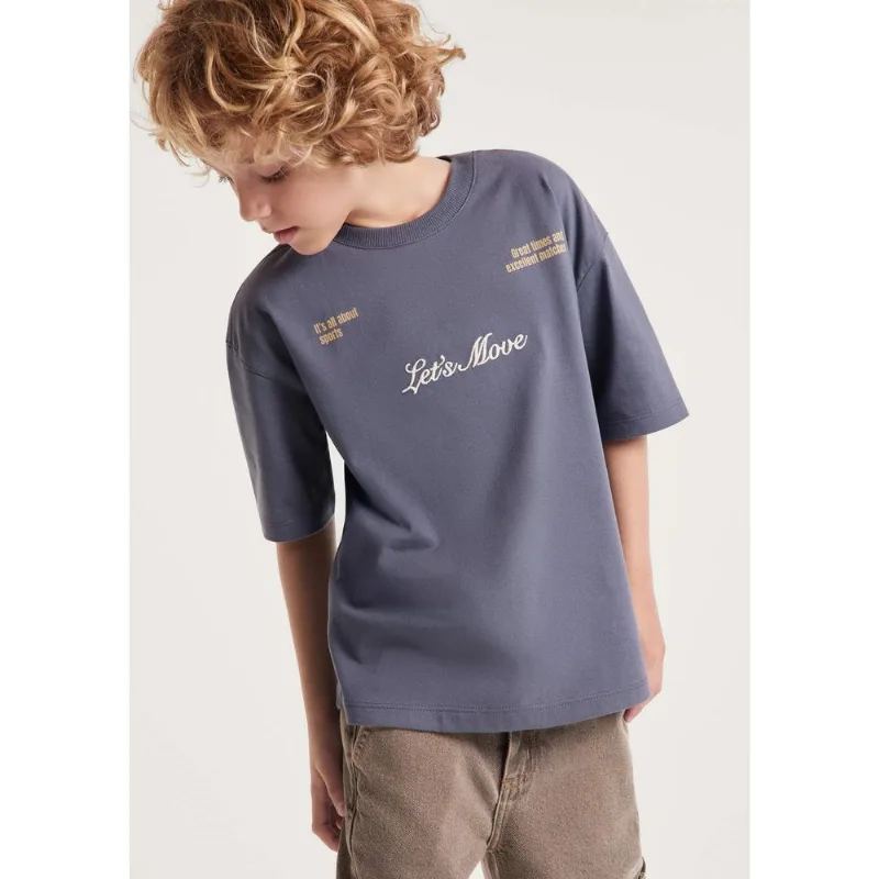 Camiseta Infantil Menino Super Cotton Bordada - Cinza 010