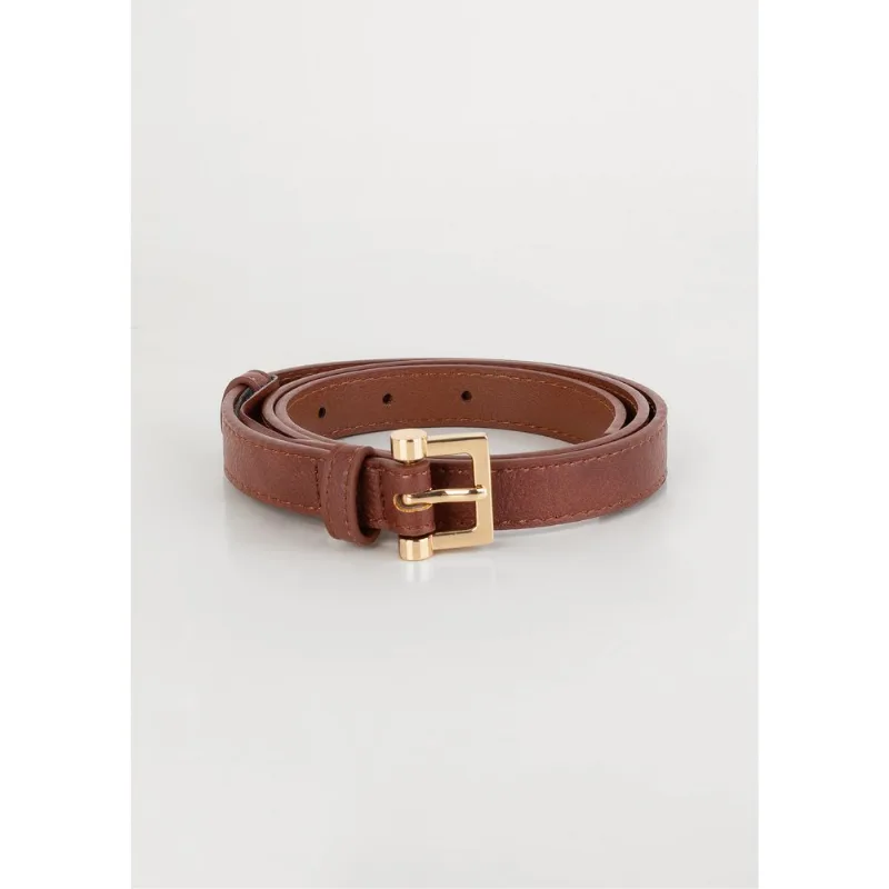 Cinto Feminino Fino Em PU - Marrom G