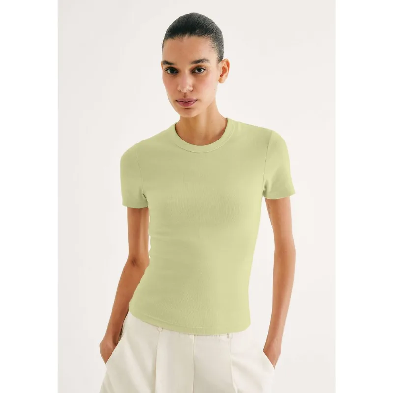 Blusa Feminina Manga Curta Slim Em Ribana - Verde XXG