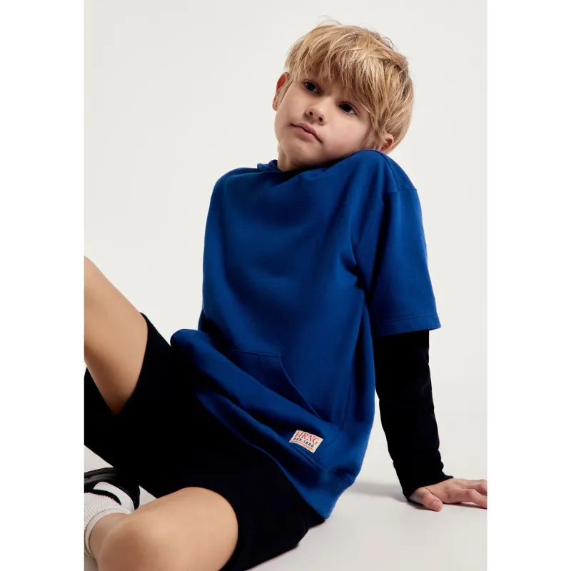 Camiseta Infantil Menino Moletom Oversized - Azul 012