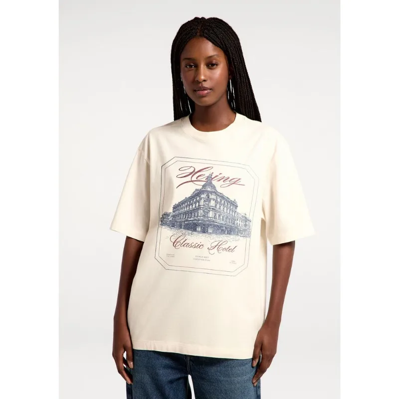 Camiseta Feminina Manga Curta Oversized - Creme P