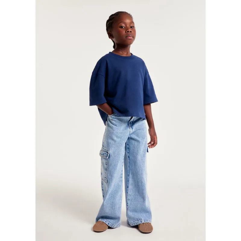 Calça Jeans Wide Leg Infantil Menina - Azul 006