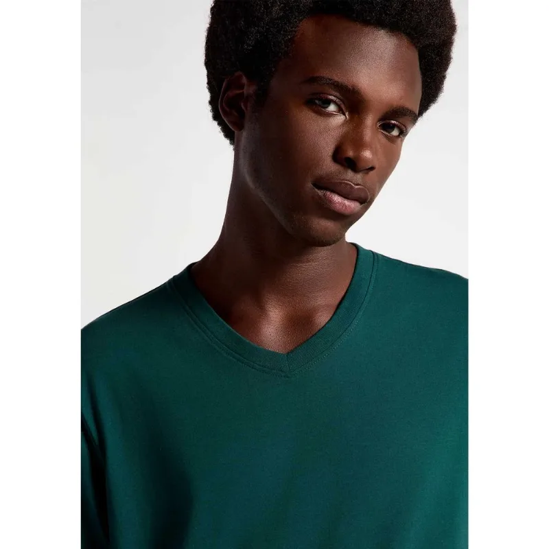 Camiseta Básica Masculina Manga Curta Gola V World - Verde M