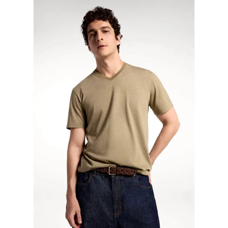 Camiseta Básica Masculina Manga Curta Gola V World - Verde G