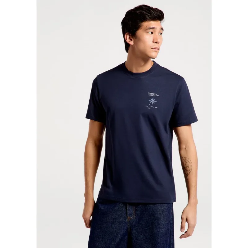 Camiseta Masculina Manga Curta Com Estampa - Azul XG
