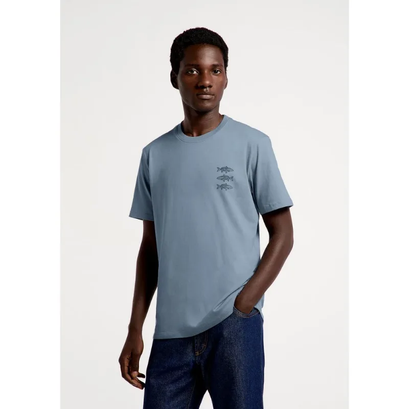 Camiseta Masculina Manga Curta Com Estampa - Azul G