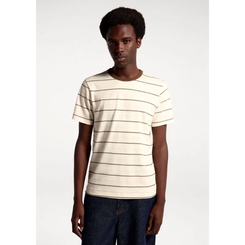 Camiseta Masculina Manga Curta Fio Tinto Listrada - Creme XG