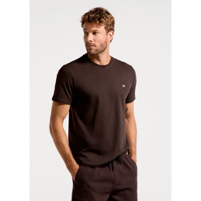 Camiseta Básica Masculina World Com Bordado - Marrom XXG