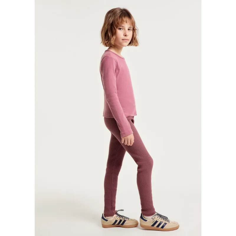 Calça Legging Infantil Menina Em Ribana Canelada - Vinho 012