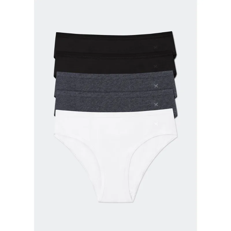 Kit 5 Calcinhas Básicas Biquíni Em Algodão - Multicolorido P