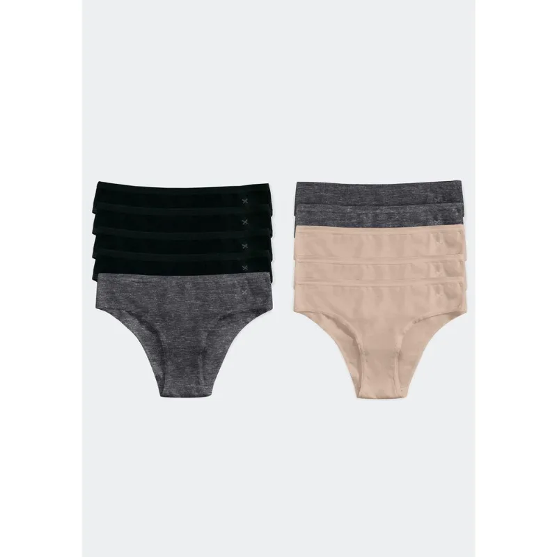 Kit 10 Calcinhas Básicas Biquíni Em Algodão - Multicolorido P
