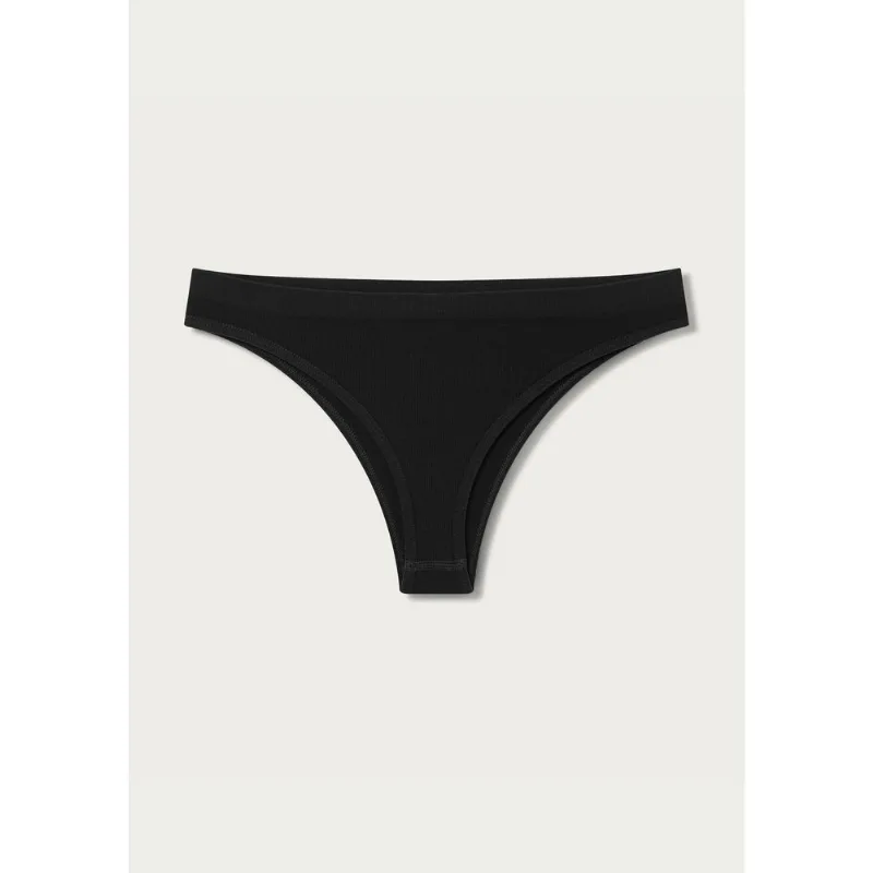 Calcinha Tanga Canelada Sem Costura - Preto XG