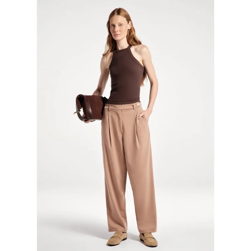 Calça Feminina Carrot Texturizada - Bege 042