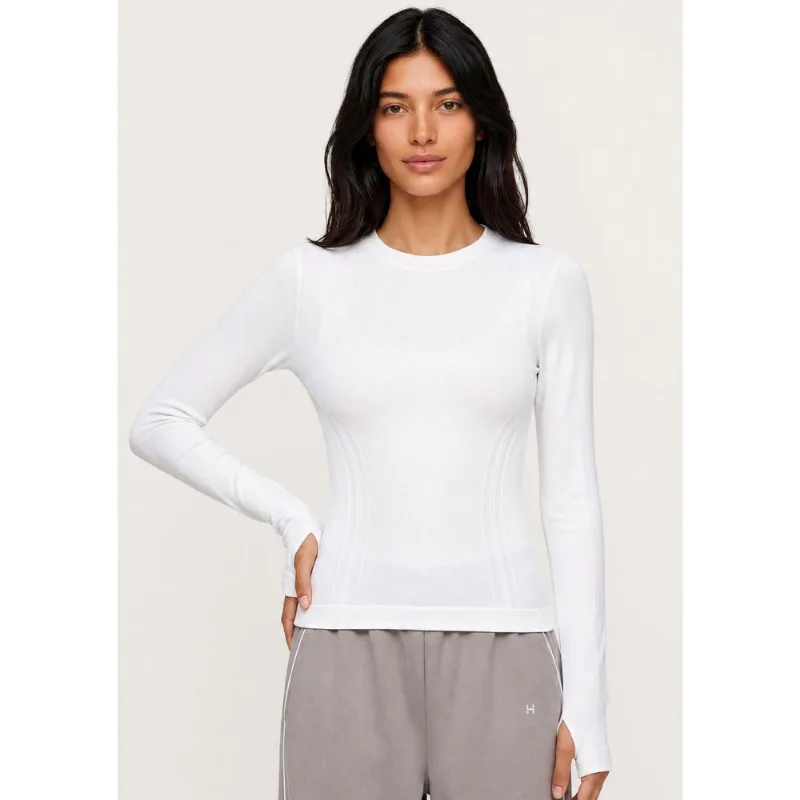 Camiseta Esportiva Feminina Manga Longa Sem Costura - Off white G