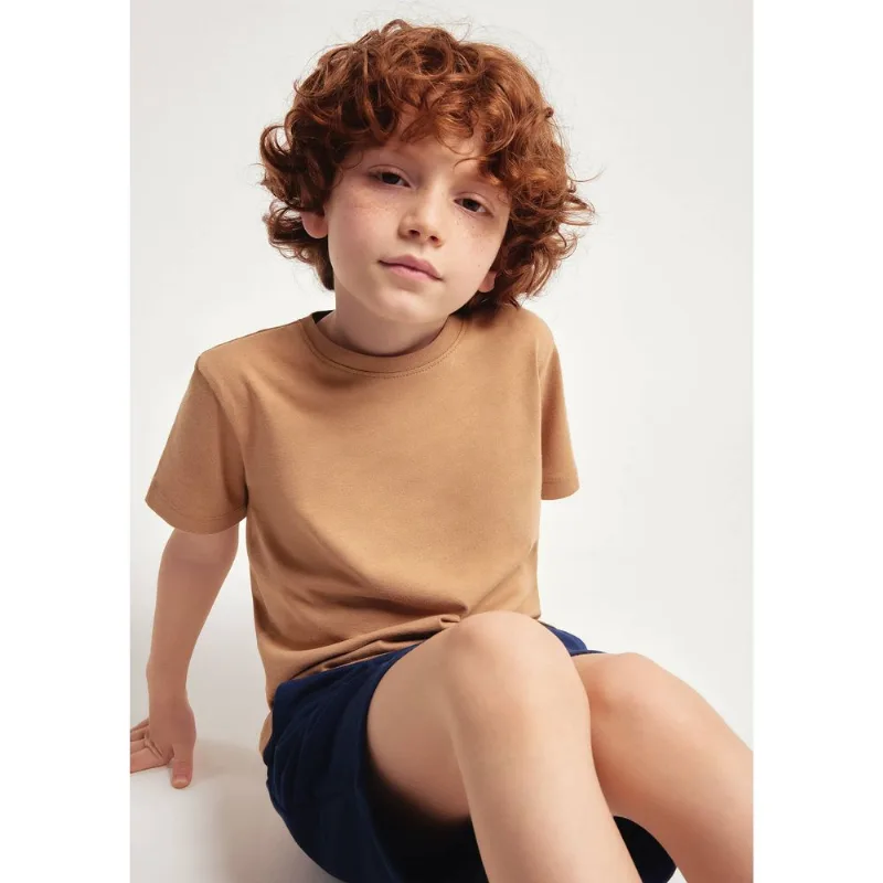 Camiseta Básica Infantil Menino Manga Curta Slim - Bege 006