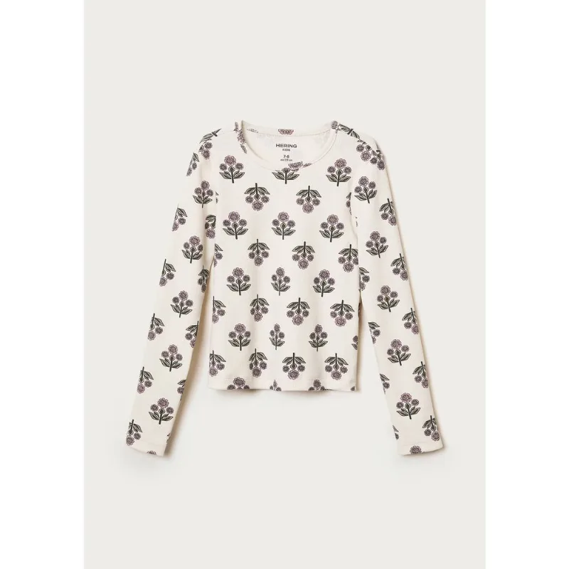 Blusa Infantil Menina Manga Longa Em Ribana - Off white 004