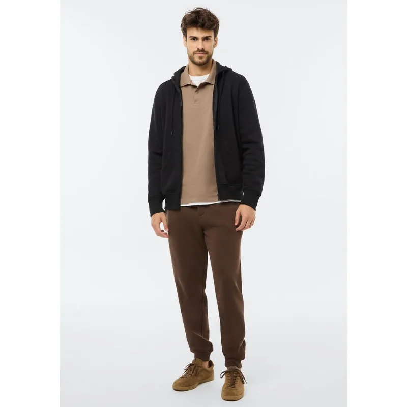 Calça Básica Masculina Jogger Em Moletom Peluciado - Marrom XXG