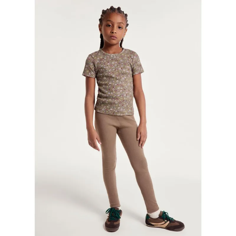 Calça Legging Básica Infantil Menina Em Ribana - Marrom 010
