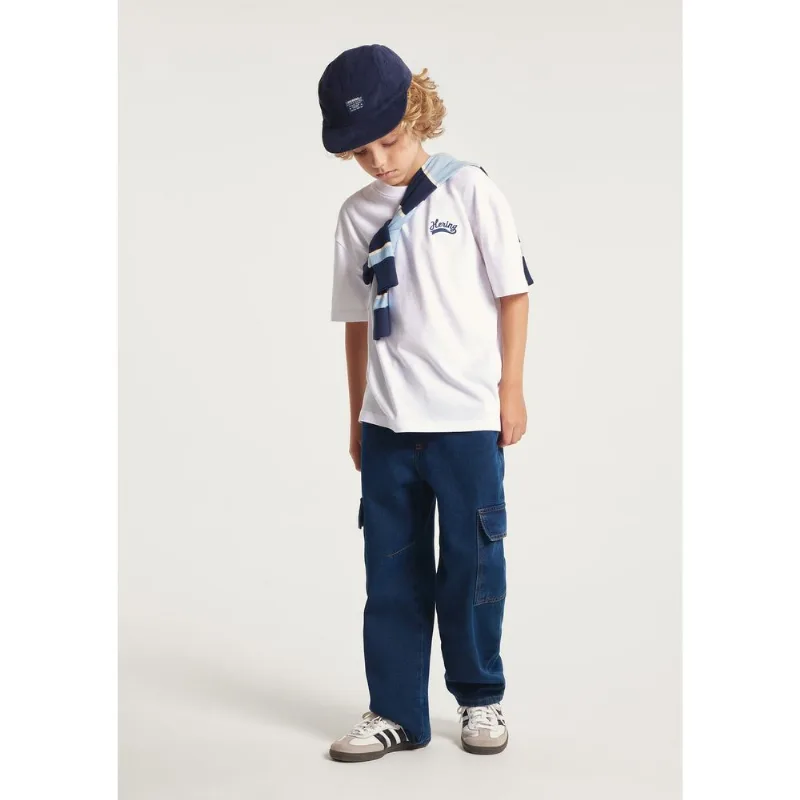 Camiseta Infantil Menino Oversized Bordada - Branco 006