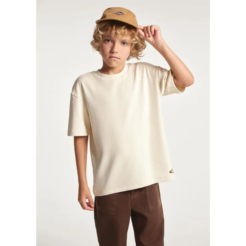 Camiseta Infantil Menino Malha Texturizada - Creme 008