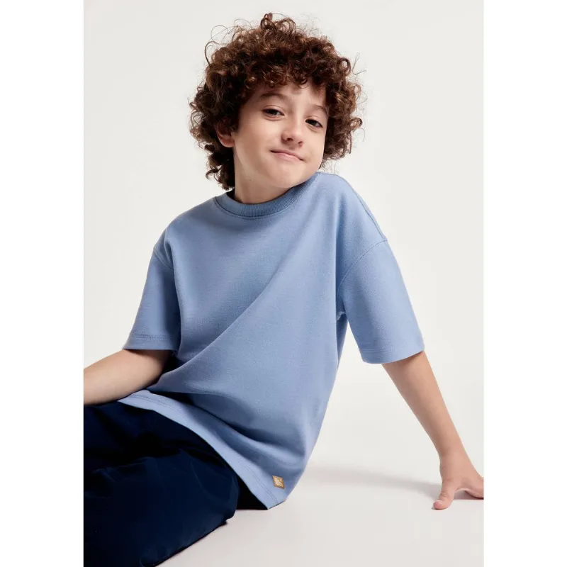 Camiseta Infantil Menino Malha Texturizada - Azul 008