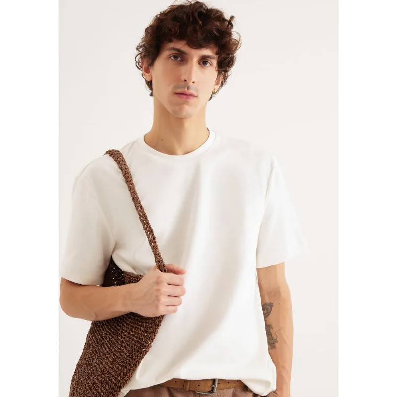 Camiseta Masculina Manga Curta Em Ribana Ultra Soft - Off white M