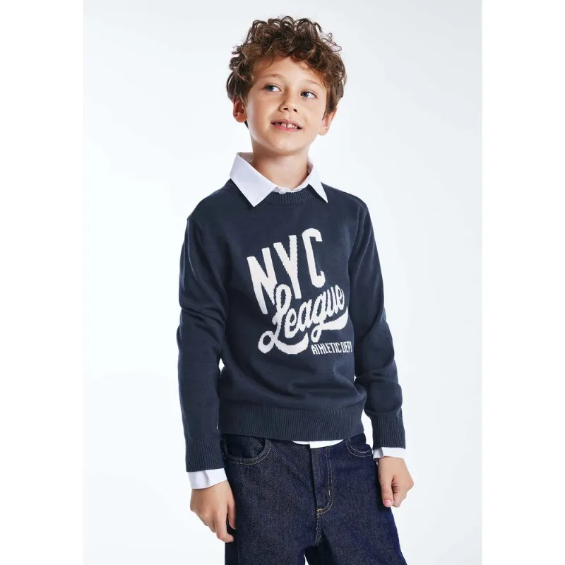 Blusão Infantil Menino Em Tricô - Azul 012