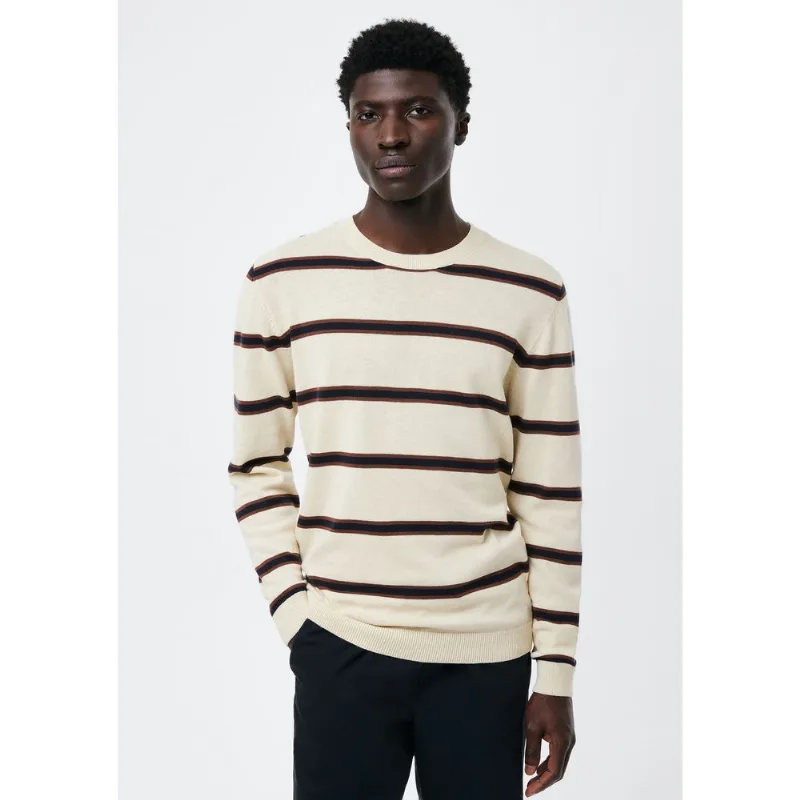 Blusão Básico Masculino Listrado Em Tricô - Off white XG