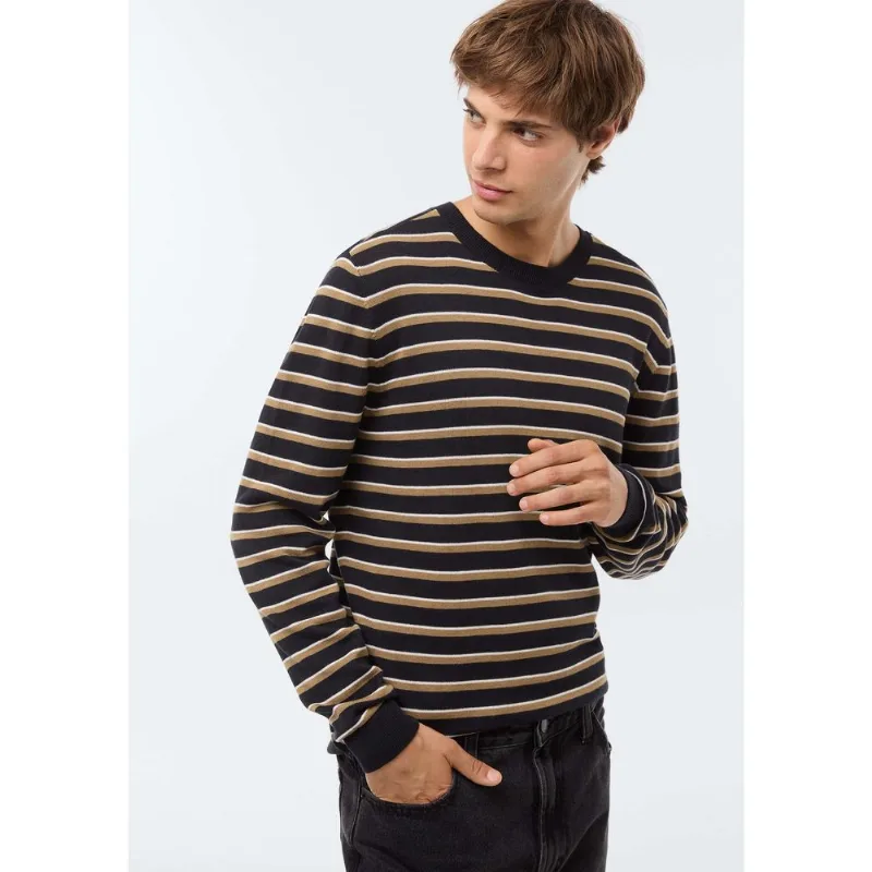 Blusão Básico Masculino Listrado Em Tricô - Azul M