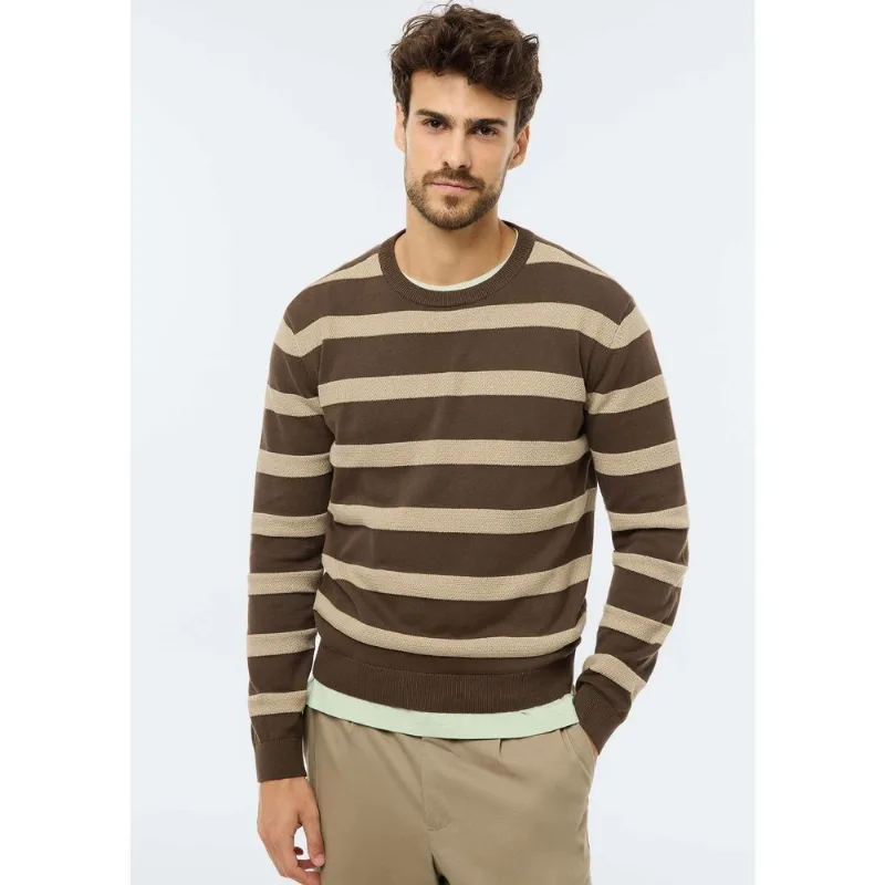 Blusão Masculino Em Tricô Fio Tinto - Marrom XG