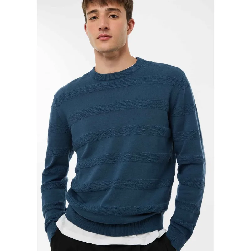 Blusão Masculino Em Tricô Texturizado - Azul XG
