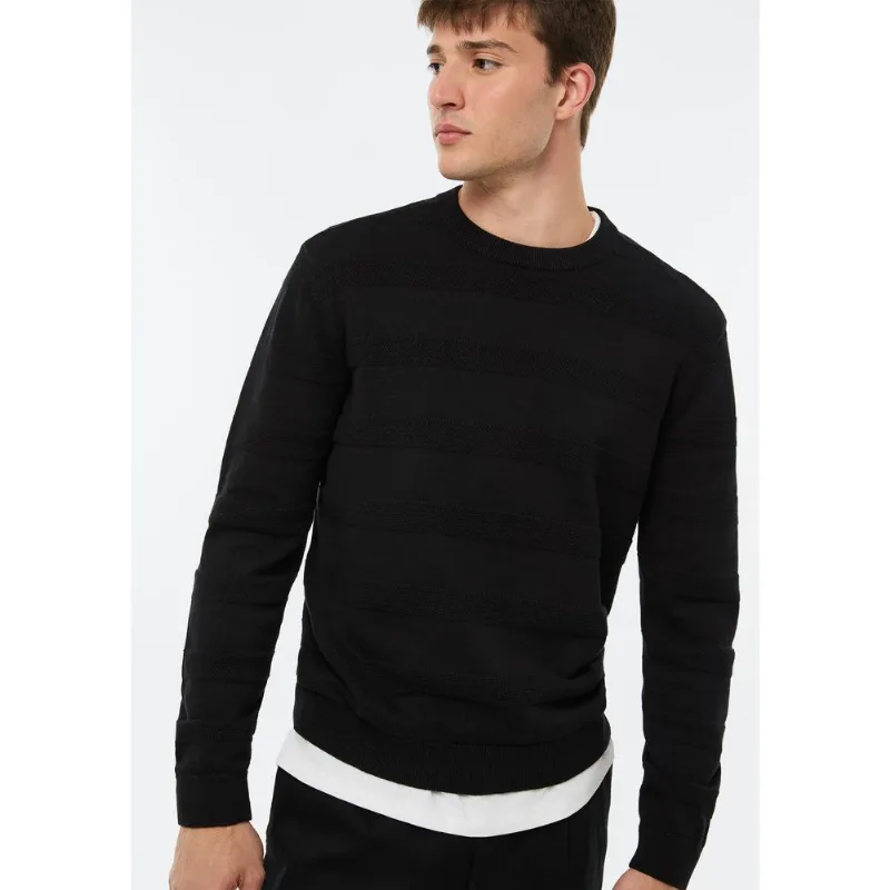 Blusão Masculino Em Tricô Texturizado - Preto G