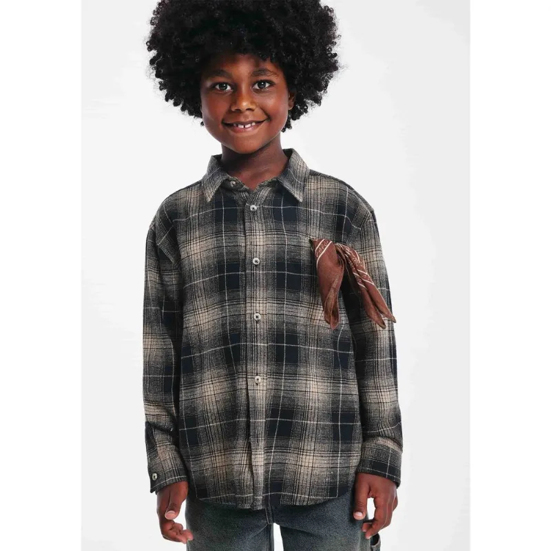 Camisa Infantil Menino Flanela Xadrez - Preto 016