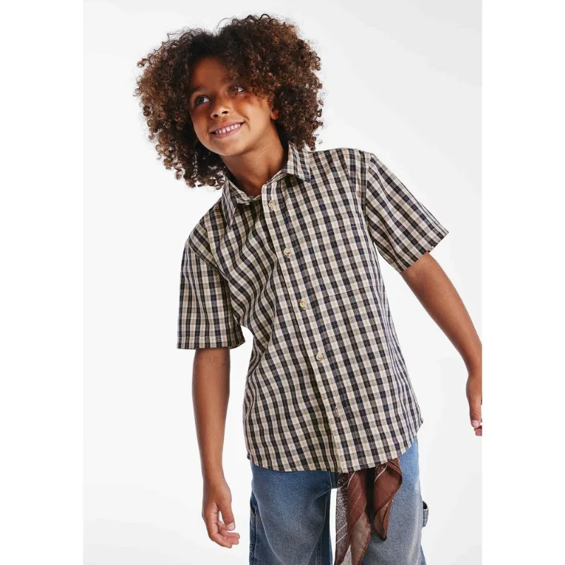 Camisa Infantil Menino Tricoline Xadrez - Azul 010