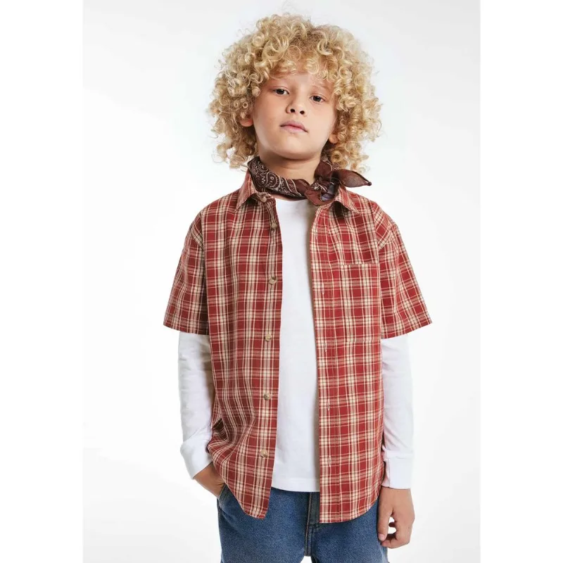 Camisa Infantil Menino Tricoline Xadrez - Vermelho 016