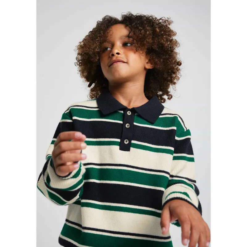 Polo Infantil Menino Manga Longa Em Tricô - Verde 010