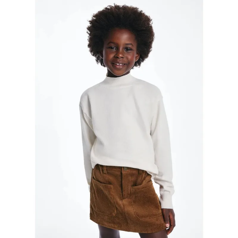 Blusão Infantil Menina Tricô Gola Alta - Off white 010