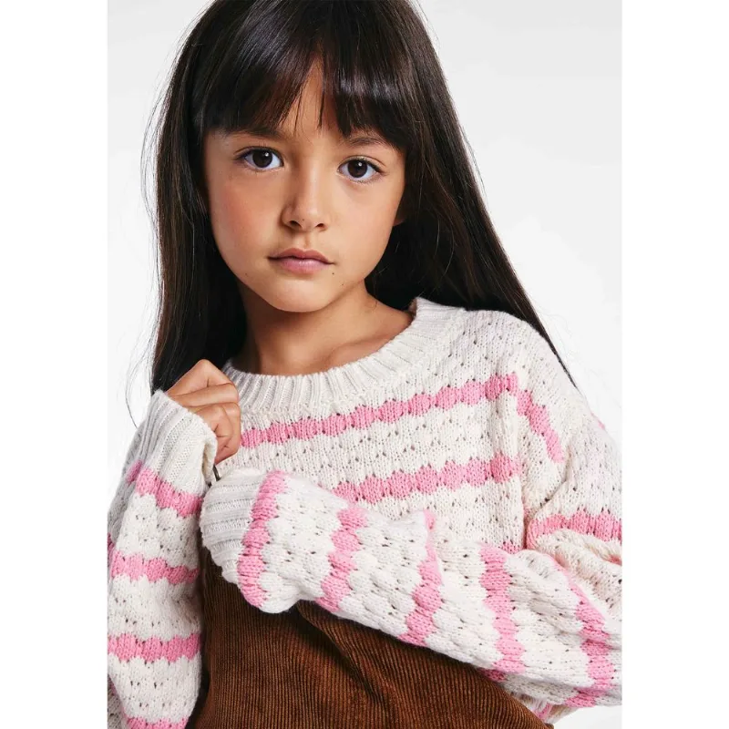 Blusão Infantil Menina Tricô Texturizado - Rosa 014