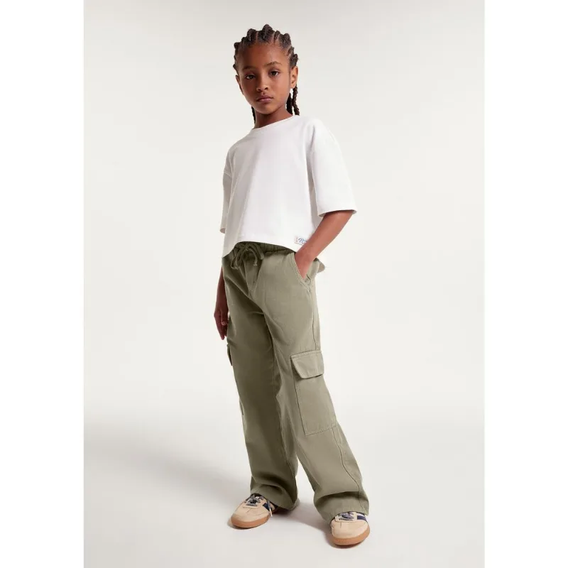 Calça Infantil Menina Bolso Cargo em Sarja - Verde 010