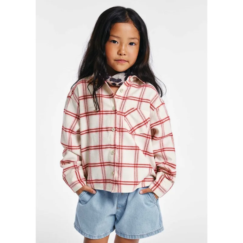 Camisa Infantil Menina Tricoline Fio Tinto - Rosa 010