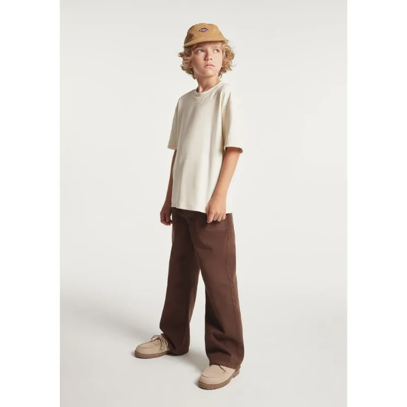 Calça Infantil Menino Reta Em Sarja - Marrom 006