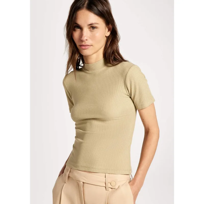 Blusa Feminina Gola Alta Em Ribana Canelada - Verde XG