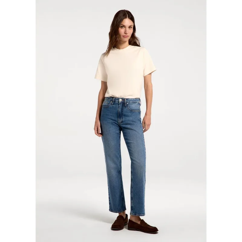 Calça Jeans Feminina Reta Cintura Alta - Azul 046