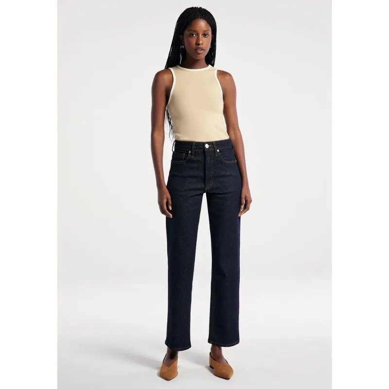 Calça Jeans Feminina Reta Cintura Alta - Azul 040
