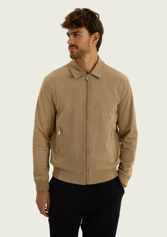 Jaqueta Masculina Bomber Em Suede - Bege - Hering Adulto - Jaquetas
