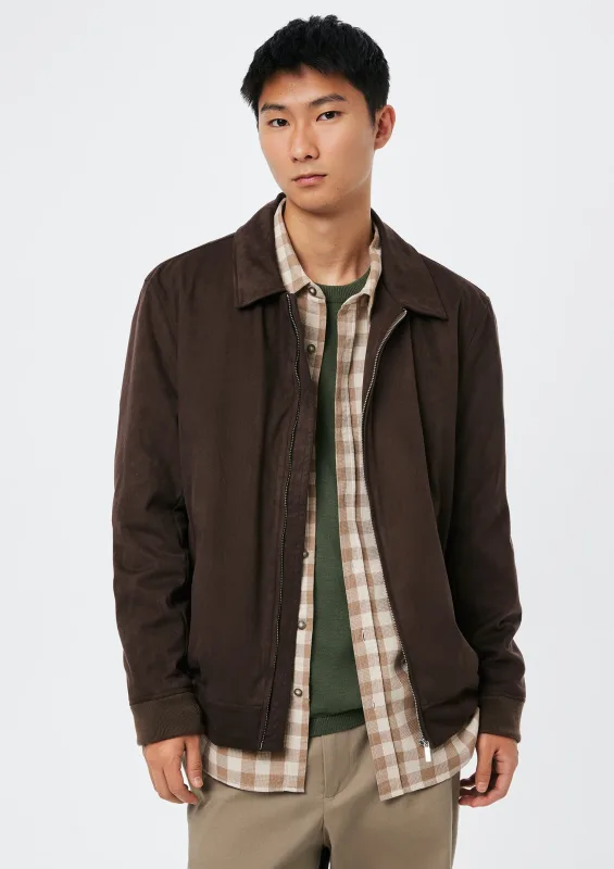 Jaqueta Masculina Bomber Em Suede - Marrom - Hering Adulto - Jaquetas