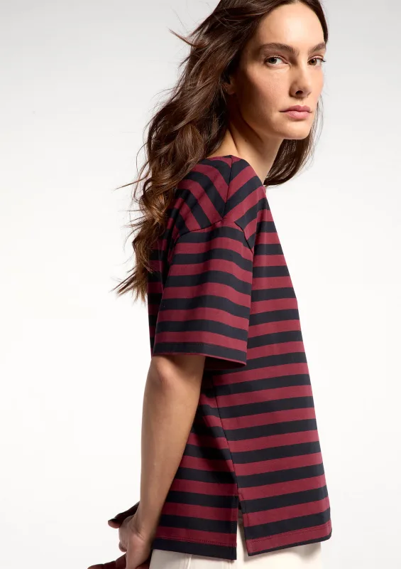 Blusa Feminina Em Malha Listrada - Vinho - Hering Adulto - Blusas