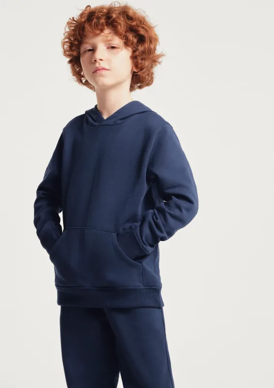 Blusão Básico Infantil Unissex Em Moletom Com Capuz - Azul - Hering Kids - Blusões