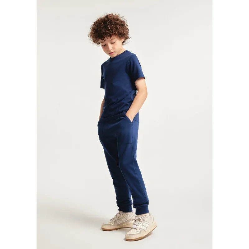Calça Básica Infantil Menino Em Moletom Peluciado Com Bolso - Azul 010